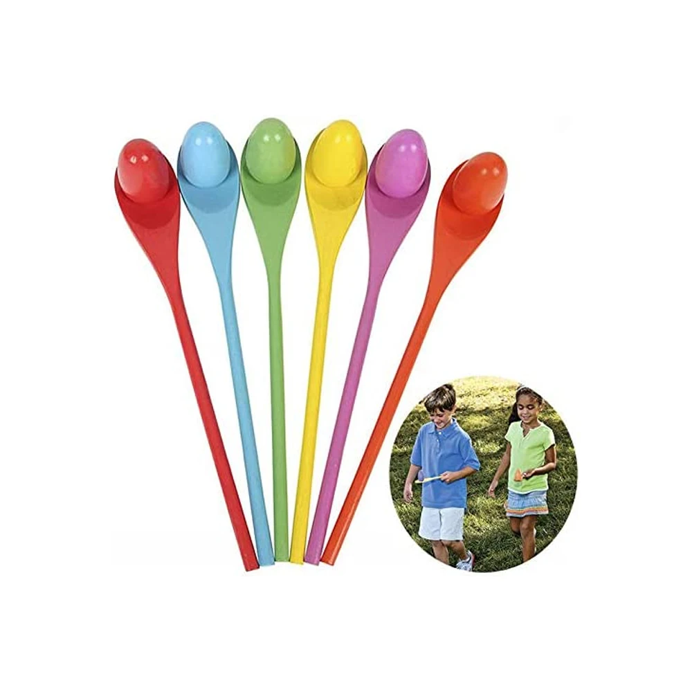Egg Spoon Race Game Sets Kids Balance Training Toy Plastic Egg Spoon Balance Game