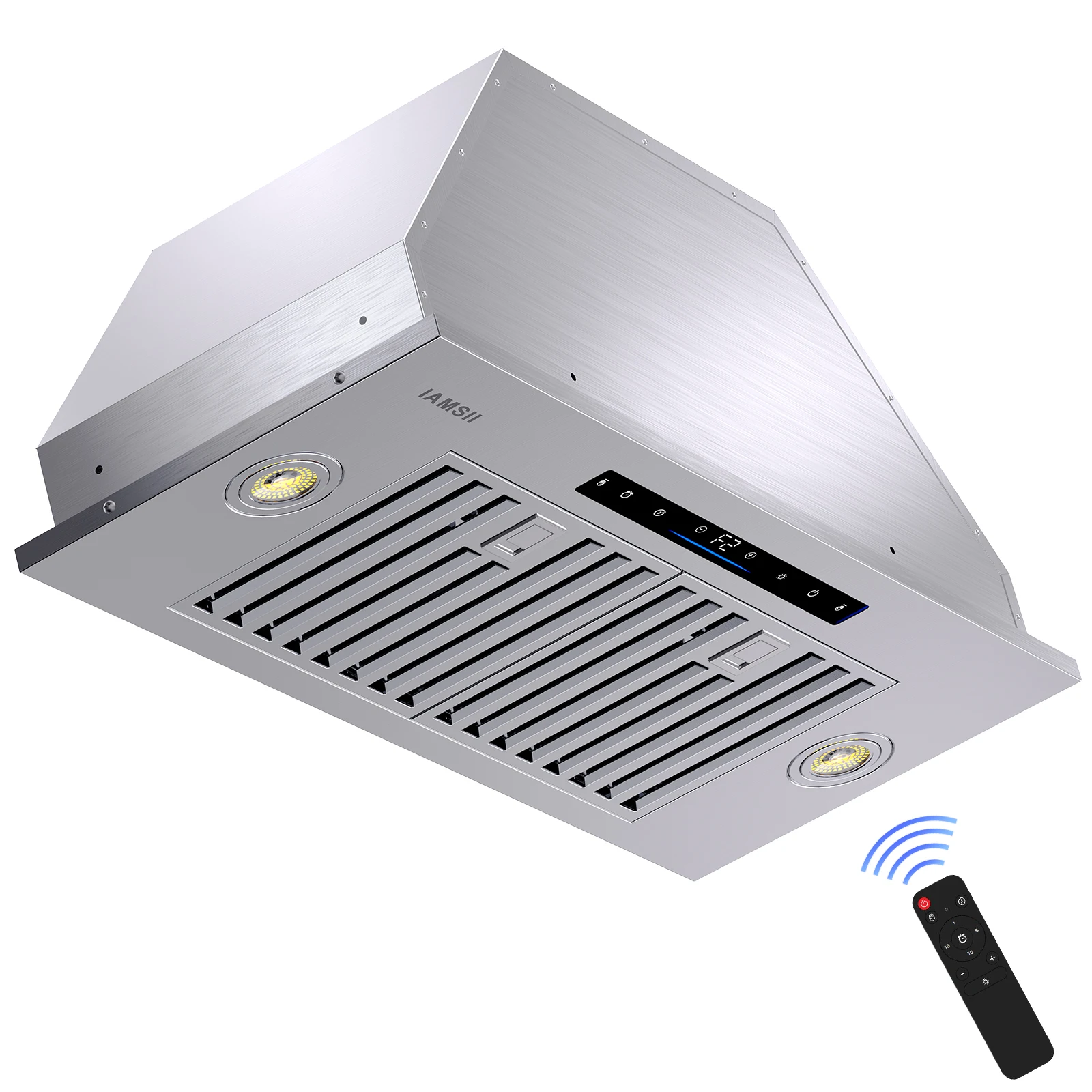 IAMSII wall mounted 900 CFM range hood Remote/gesture sensing/touch control switch panel kitchen stainless steel range hood