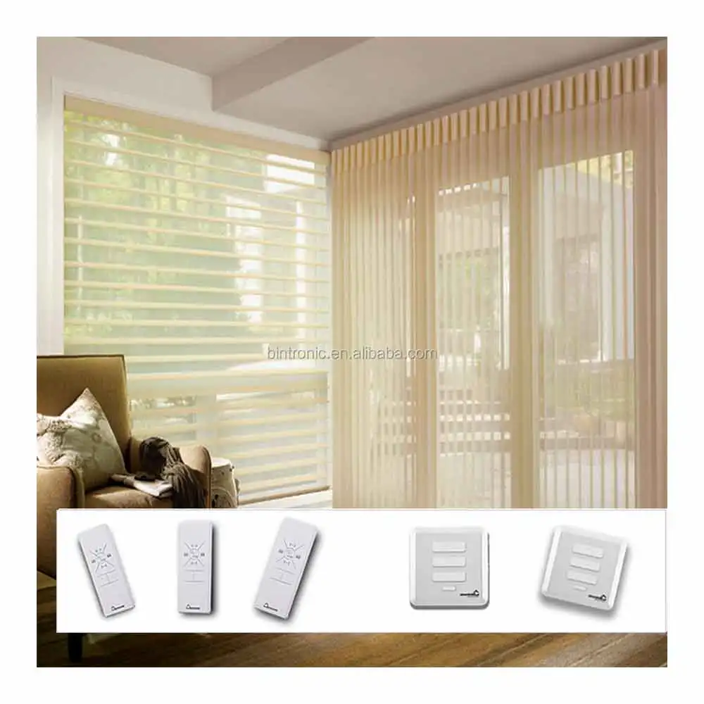 Bintronic Taiwan Plastic Slide Electric Curtain Motor Motorized Vertical Blinds Motorised Curtain Rod