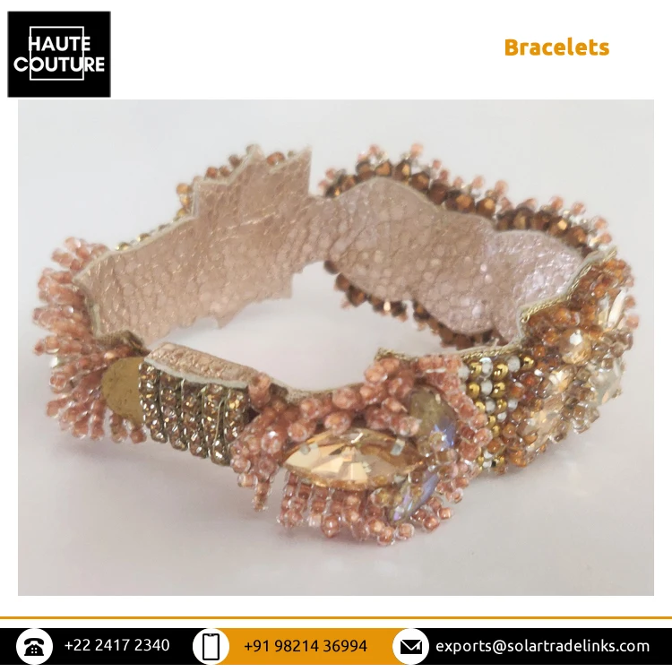 Latest Trendy Design OEM Brand Sparkle Style Hand Embroidered Handmade Beads & Opal Stones Made Women Bracelets