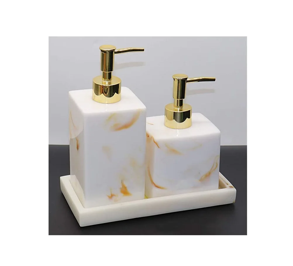Decorative And Attractive White Marble Soap Dispenser and Lotion Dispenser bottle villa model room bathroom accessories