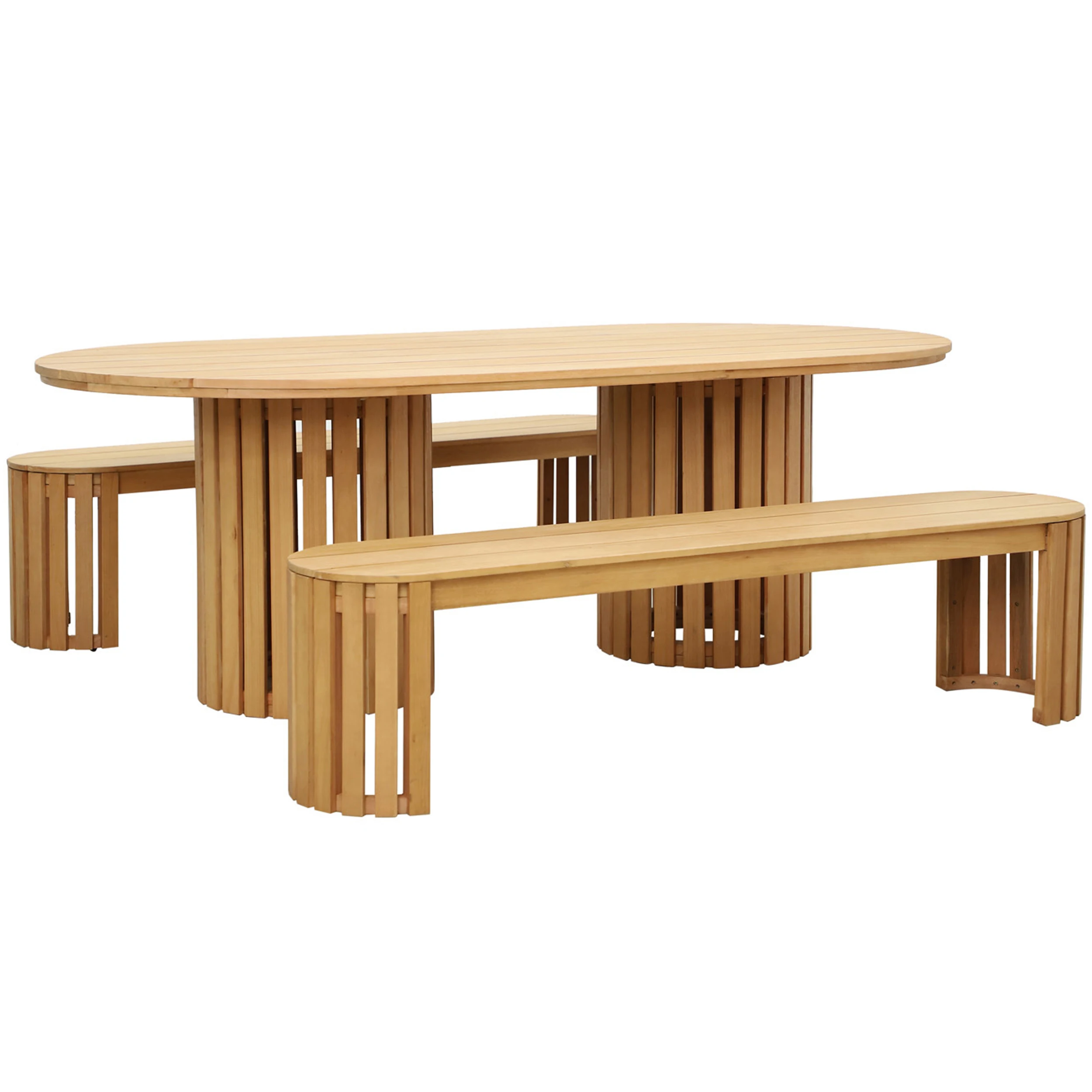 Solid Teak Wood Patio Garden Bench and Table Set Outdoor - Dess