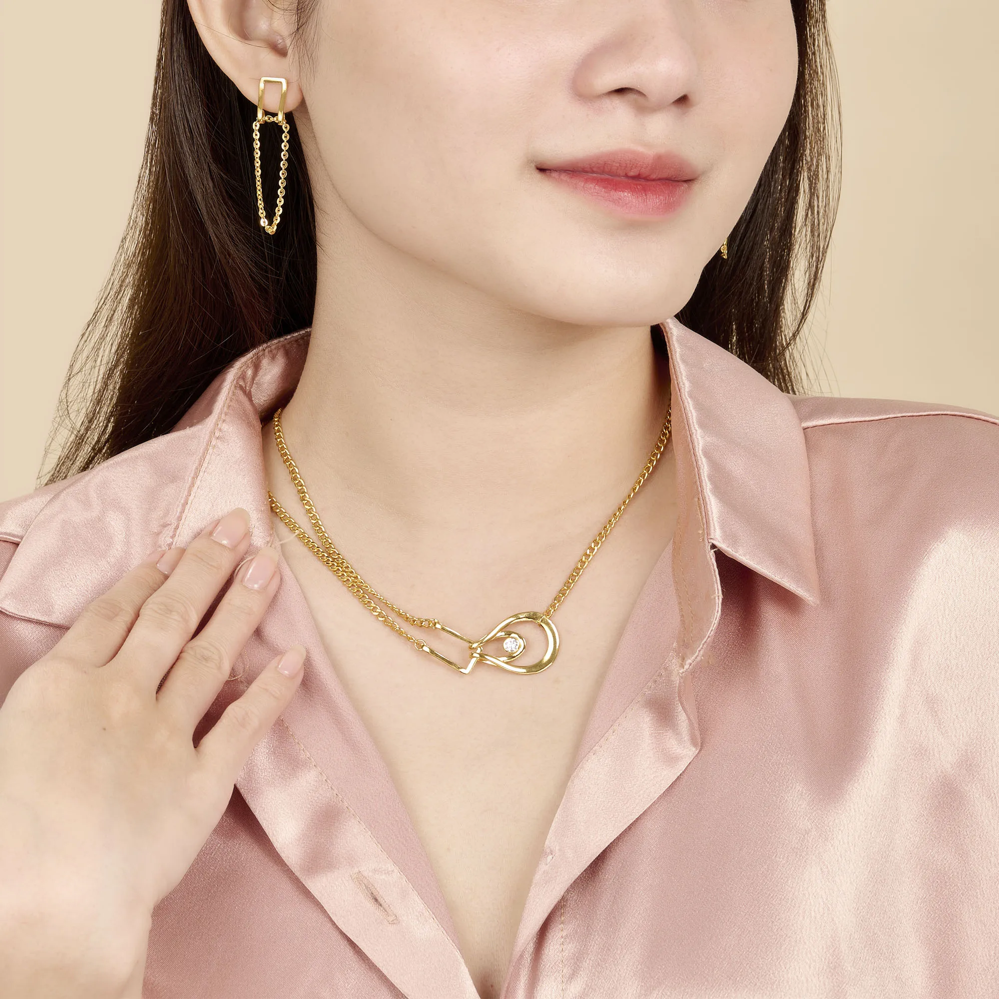 New Hot Sale High End Jewelry Gold Plated Zircon Pendant Necklace Sterling Silver 925 Jewellery Trend Women Jewelry Summer