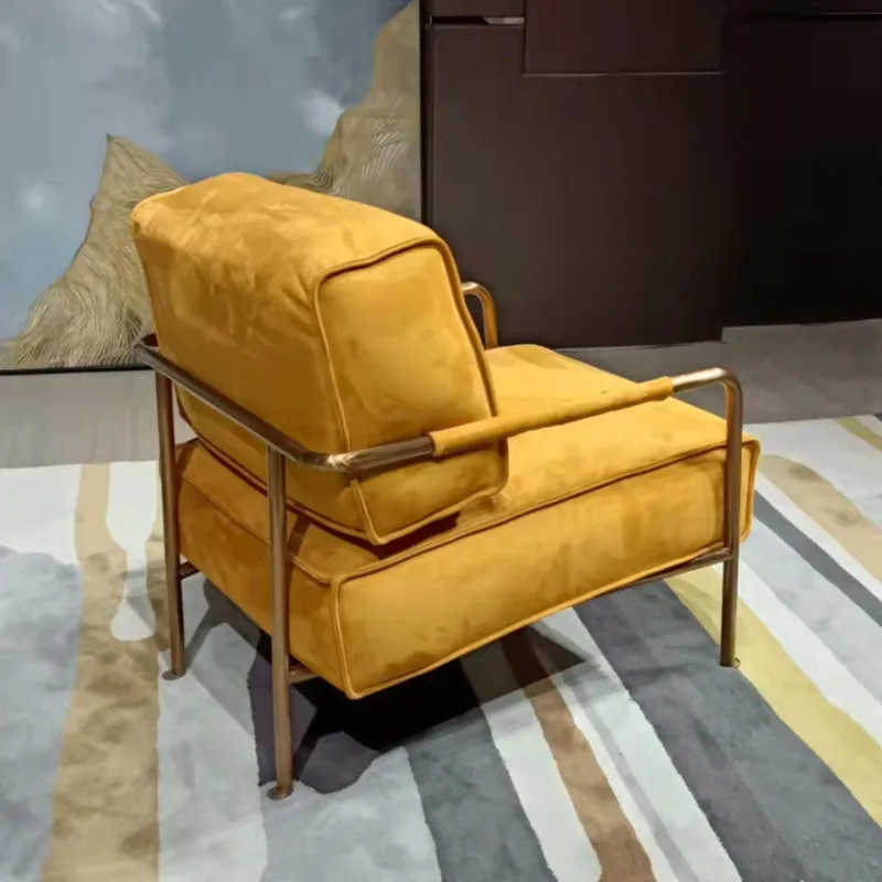 Designer Single Person Leisure Chair Hotel Rooms Minimalist Living Room Balcony Internet Celebrity Sofa Chair Fabric Seat