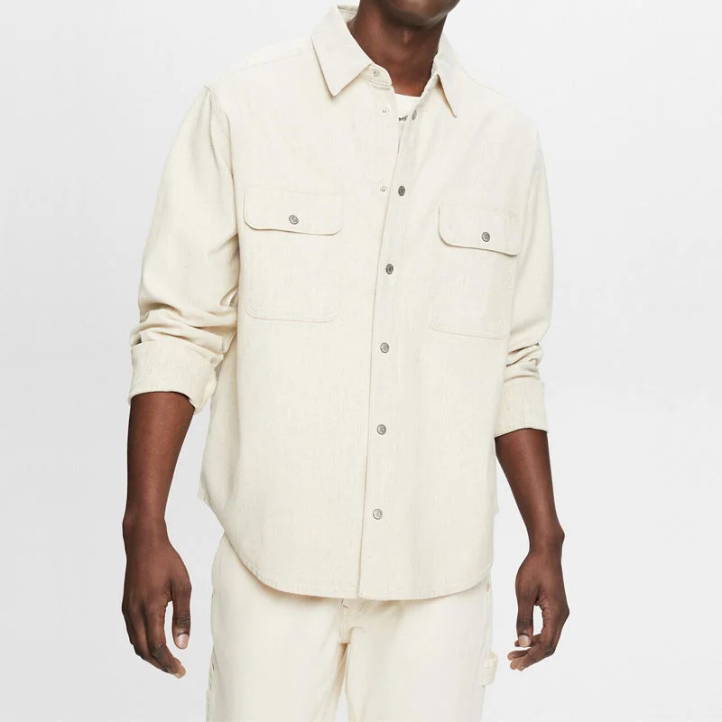 New designs fashion OEM custom jacket relaxed fit casual woven twill cotton jackets for men