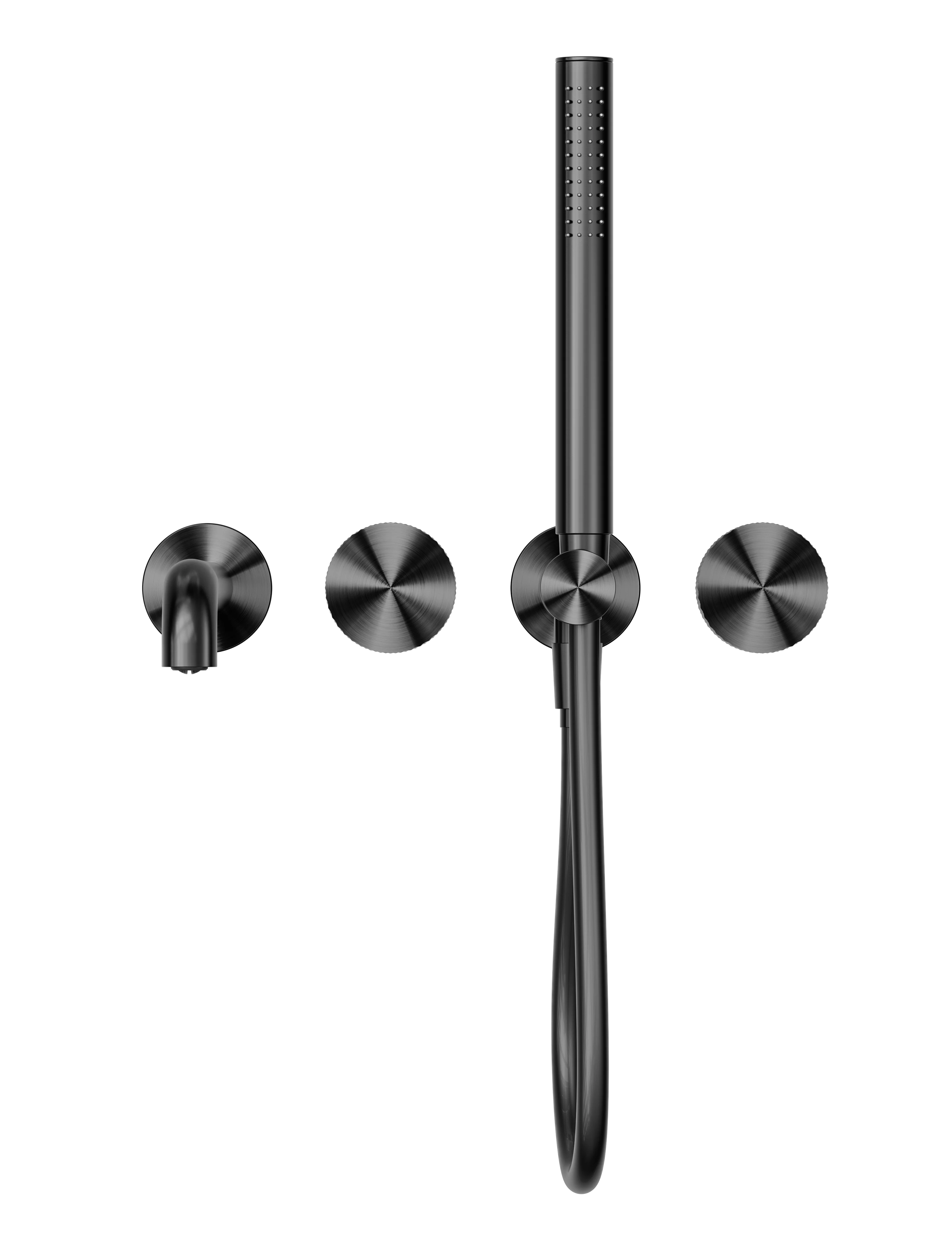 Brushed Gold Solid Brass In Wall Shower System Concealed Bathtub Mixer with Hand Shower Spout