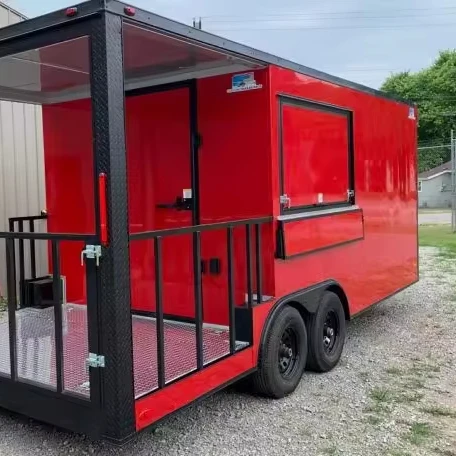 Mobile Food Trailer restaurant equipment Pizza Customized Hot Key Long Power Outdoor Packing Wheels