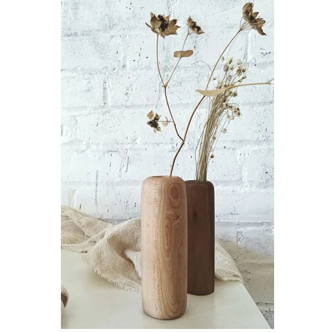 Large Vintage round Flower Vase Bamboo Mango Wood Home Kitchen Office Interior Decorative Factory Price Christmas Holiday Theme