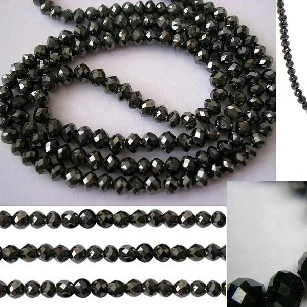 Natural Black Diamond Stone Faceted Rondell Wholesale Gemstone Beads Strand From Supplier at Factory Price Shop Now