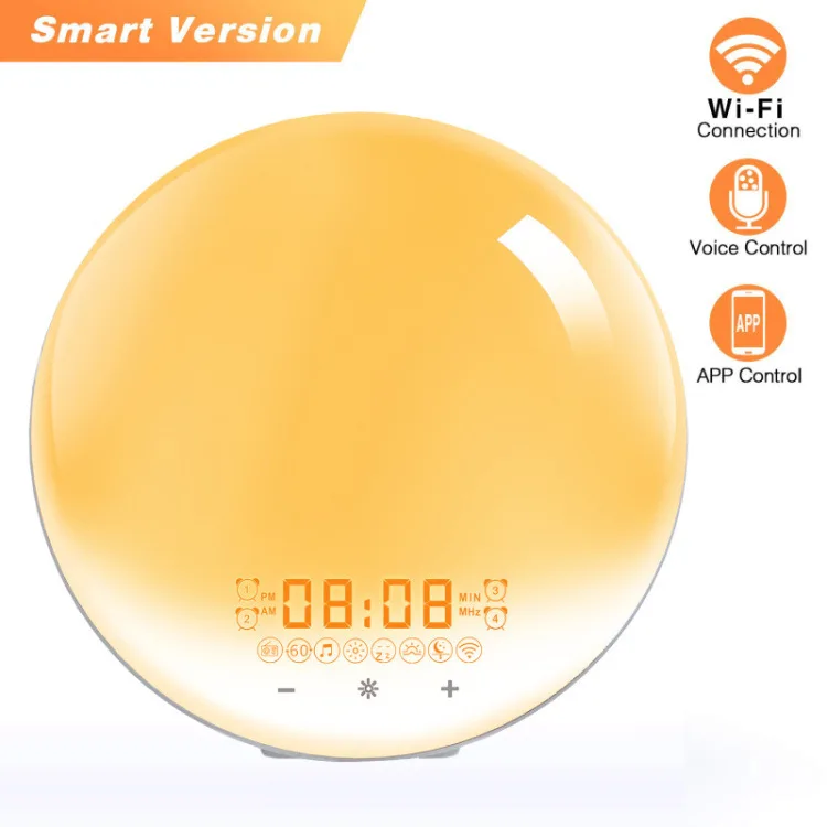 Smart Wake Up Light Supporting App/voice Control With Fm Radio And 4 Alarm Setting, Wake You Up And Help To Sleep Function