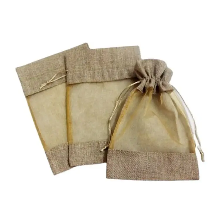 Christmas Gift Bag Drawstring Canvas Eco-Friendly Premium Natural Jute Bag Elegance Gift Bags For Festivals Functions