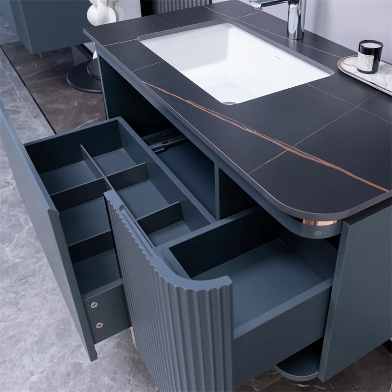 Modern Simple Design Bath Wall Mounted Bathroom Mirrored Vanity Cabinet with Ceramic Sink Rectangle Lavamanos 3 Years Monarch