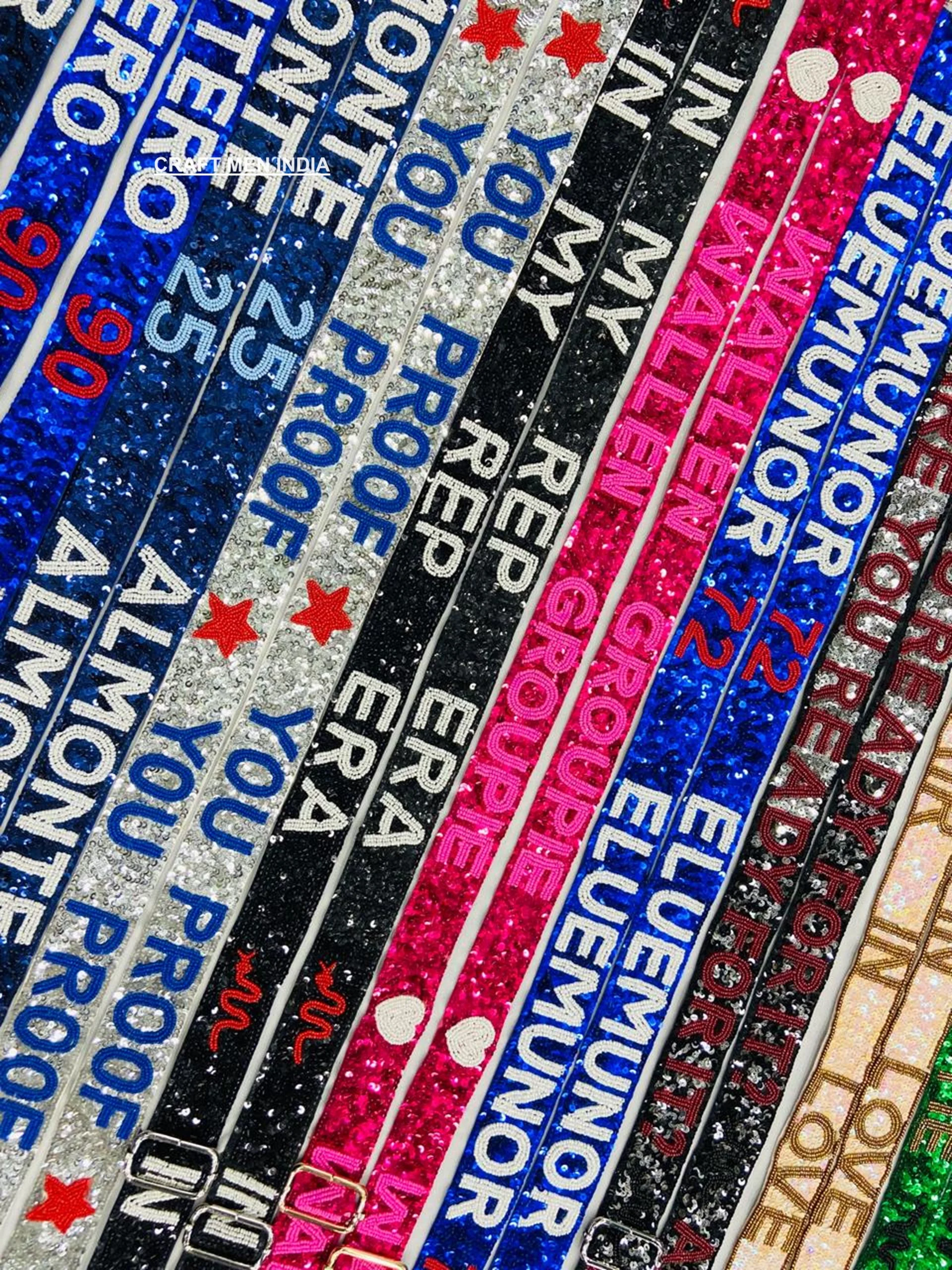 Hot Selling Beaded Strap with embellishments Fully heavy hand beaded strap for mobile phone and clutch purse cross body straps