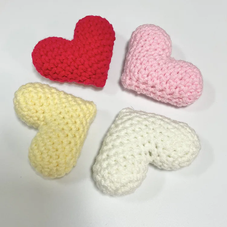 DIY Valentines Day Hearts Tiered Tray Valentine Decor Stuffed Crochet Tiny Heart Plush Stuffed Crochet Hearts Toy for Photo Pro