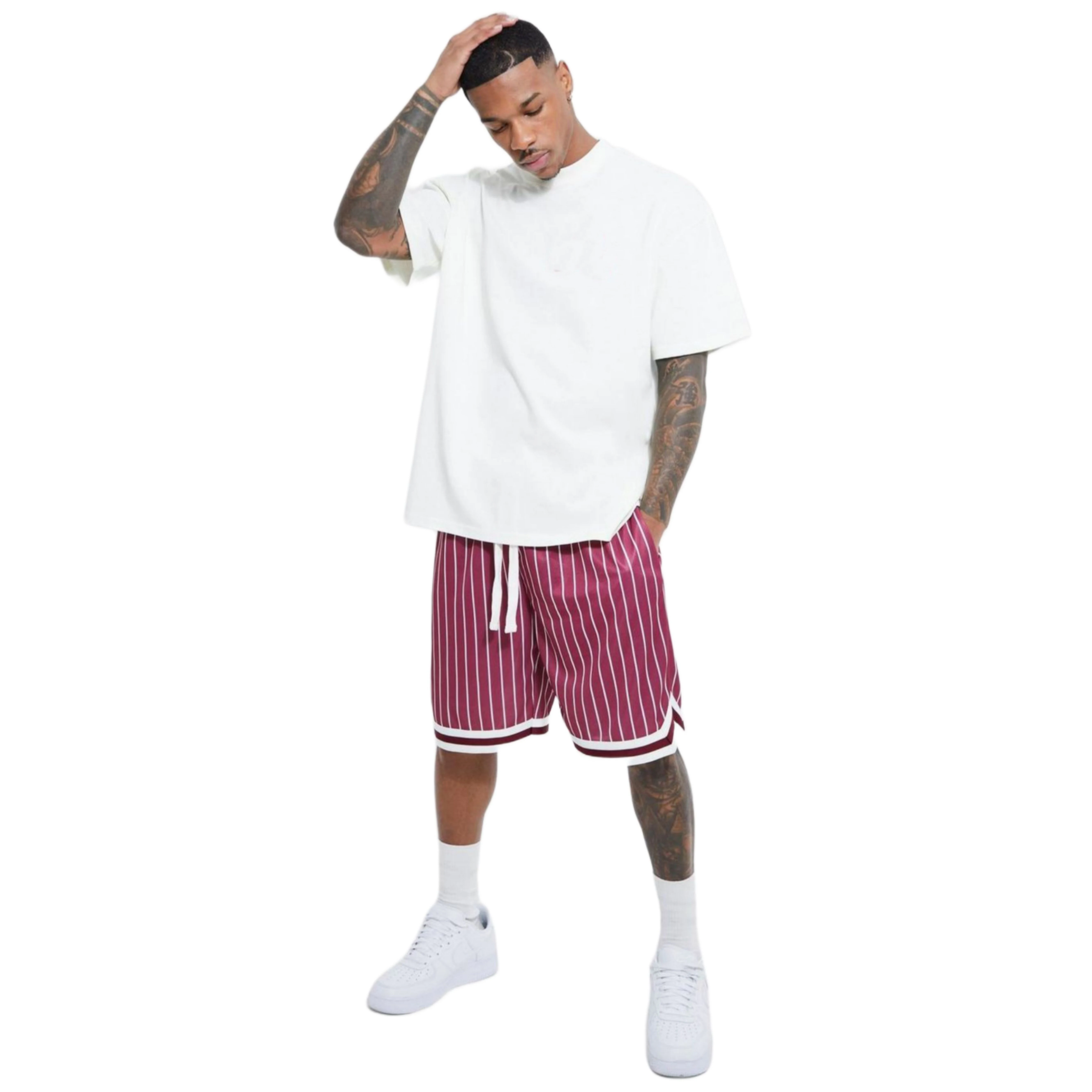 FA Summer 2024 Fashion Clothes Cotton Tshirt With Mesh Shorts 2 Piece Set Tshirt With Mesh Shorts Graphic Shorts For Men
