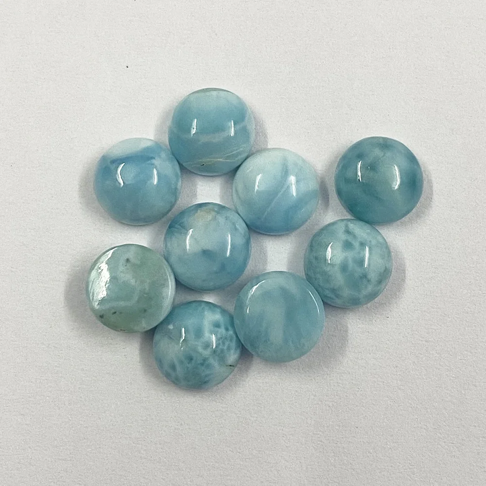 Stunning Best Choice Natural Larimar 9mm Round Flat Back Cabochon Certified Loose Gemstone Shop Online Now At Affordable Price