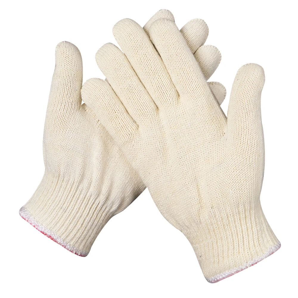 Latest Fashion yellow glove customized logo gloves quality cotton yarn fine knitting glove absorb sweat for household work