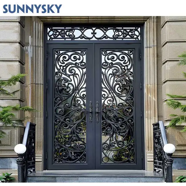 XIYATECH Metal security doors main entrance wrought iron entry doors wholesale prices