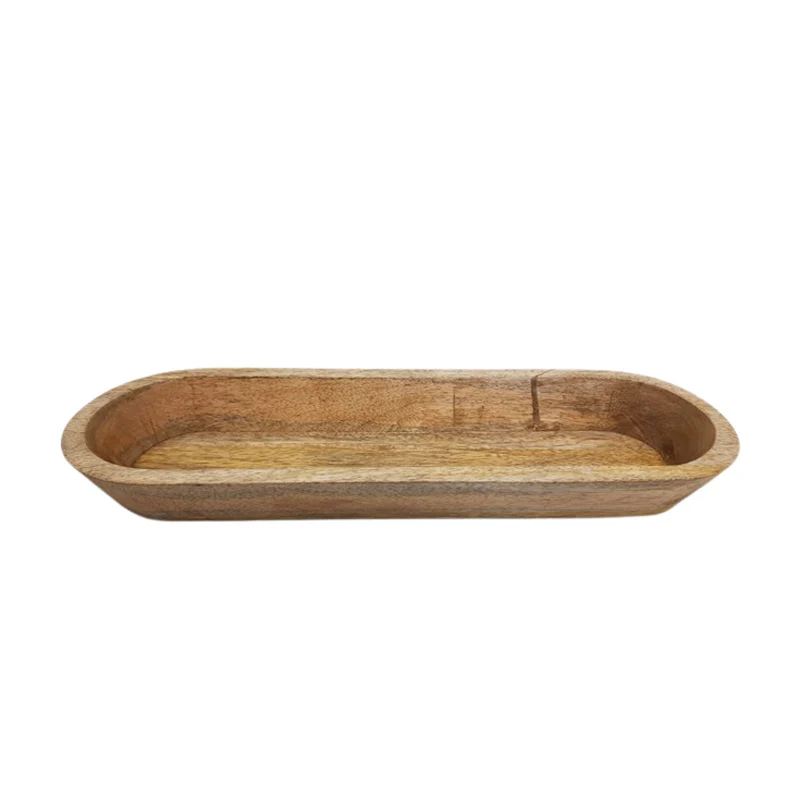 Mango Wood Server Ware Oval Tray Natural Color Serving Tray For Restaurant & Hotels Supplies Serving Tray