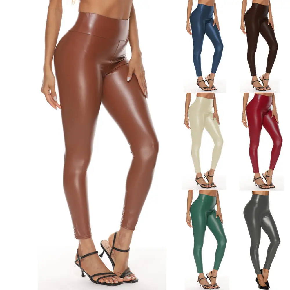 High Quality Thin Velvet Trousers PU Leather Thicken Warm Pants  Plus Size High Waist Leggings