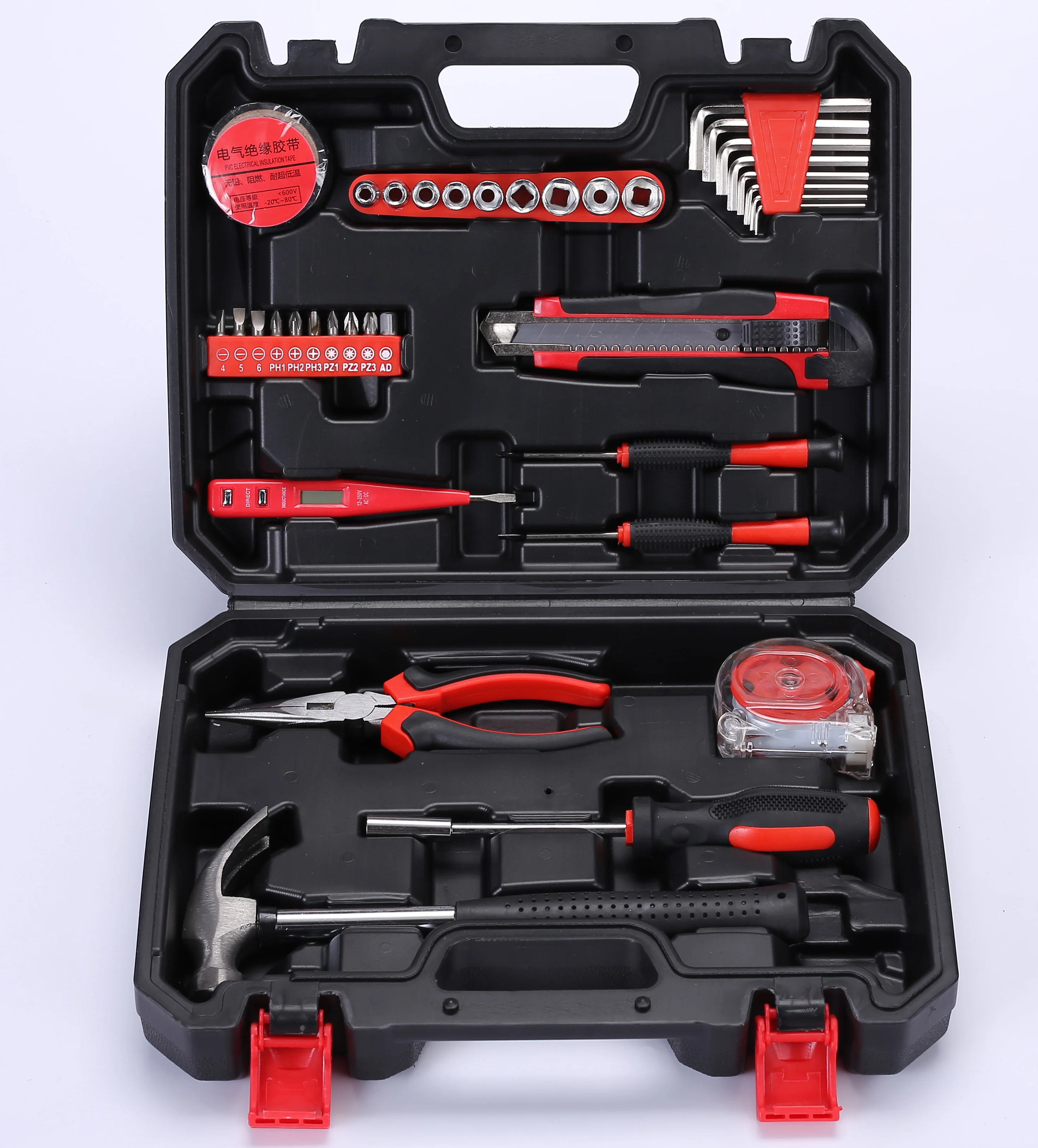 Hot sale 36 in 1  household basic repair tools kit with toolbox for general purpose repairing work