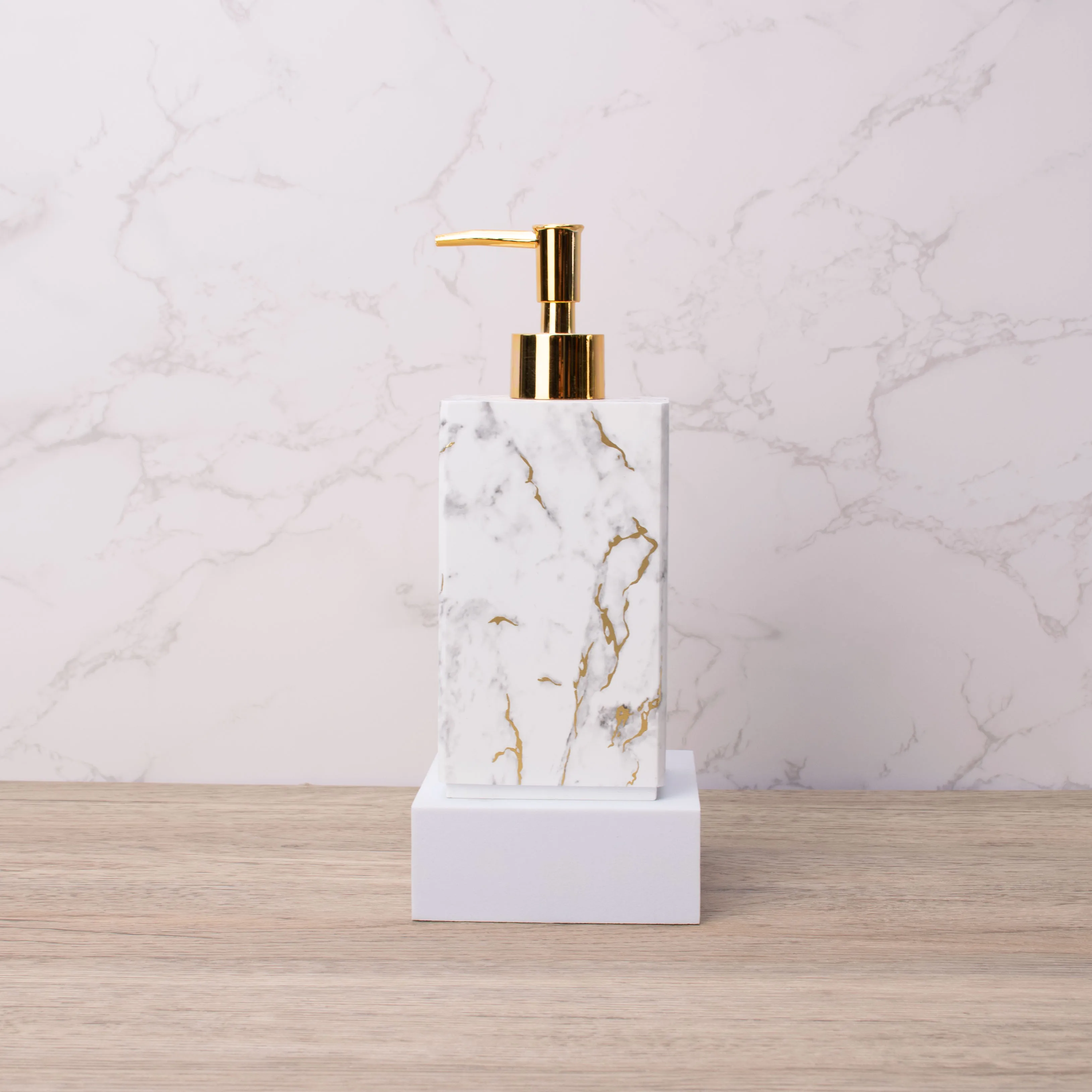 Rectangle shape of marble effect design resin bathroom accessories