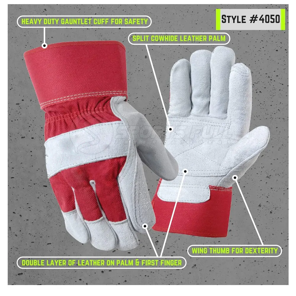 Best Quality Impact Protective Safety Gloves  Cowhide Split Leather Patch Palm Safety Gloves For Safety