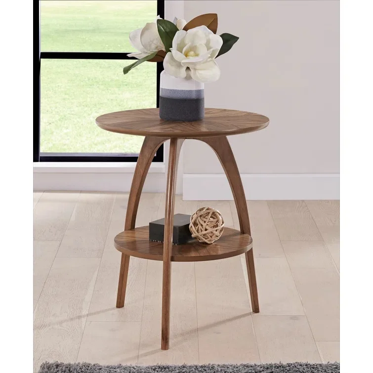 New Modern Design Contemporary European Style Living Room Round Natural Finish Solid Wood Coffee Side Table