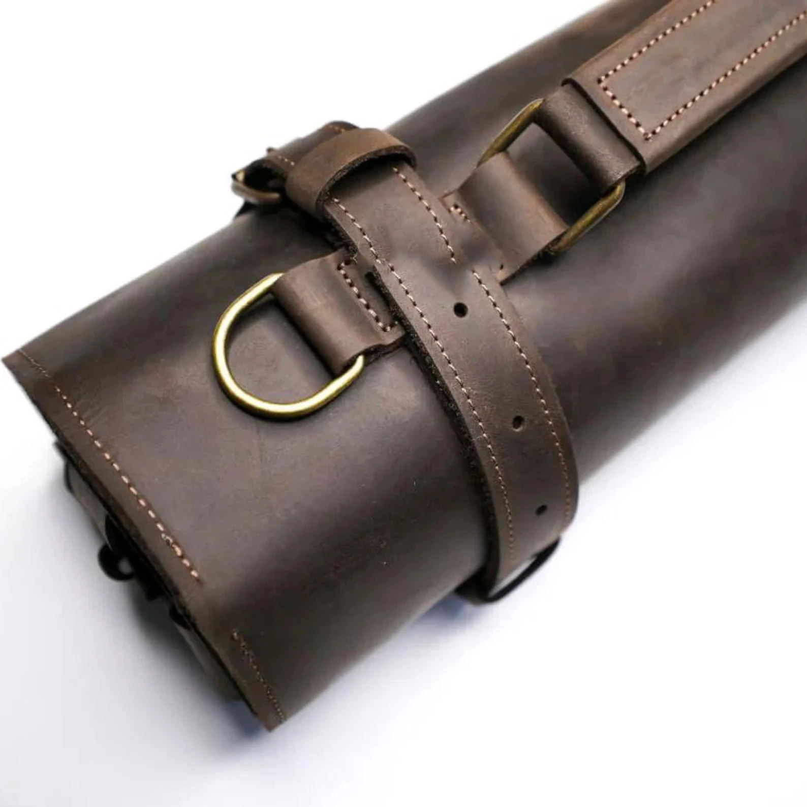 Portable Leather Tolled Electrical Technician Waxed Roll Tool Storage Bag Set Organizer LKR-0024 Customizable Knife Roll OEM