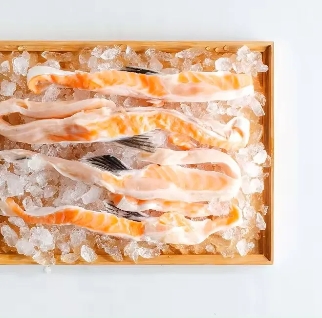Organic Atlantic Salmon Belly Flaps 1-3cm Frozen Fresh and Dried Price Per Kg Box Packaging Salmon Belly Fillet