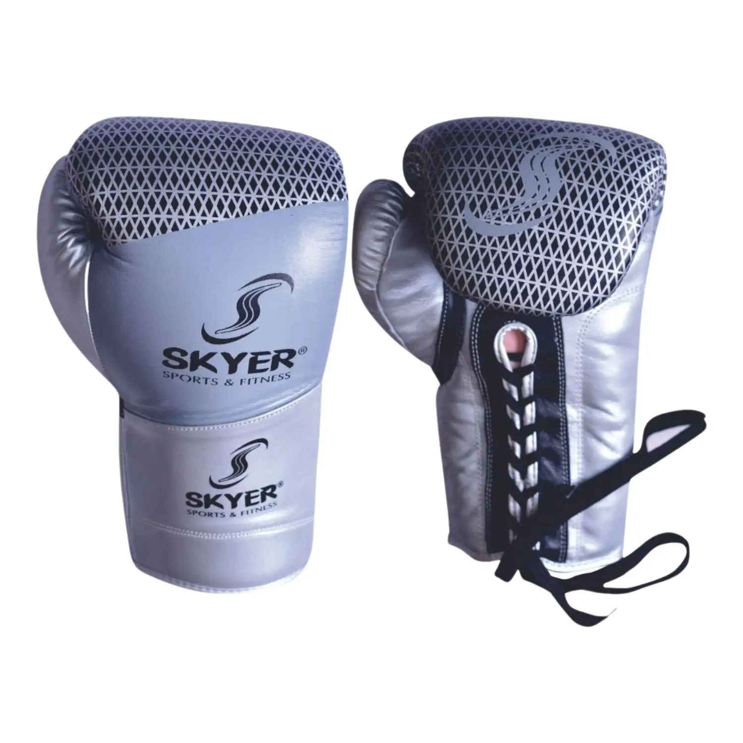 SSF Professional Boxing Gloves Silver Leather Professional Boxing Gloves Adult Boxing Gloves For Men and Women