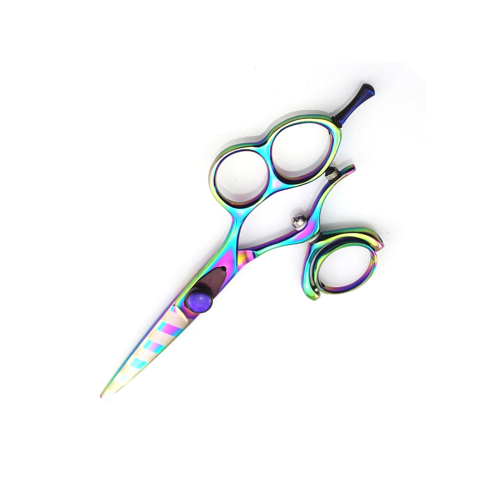 Three Ring Hair Cutting Scissors Rainbow Color Coated Barber Shear Hair Cutting Scissors For Salon And Home Use