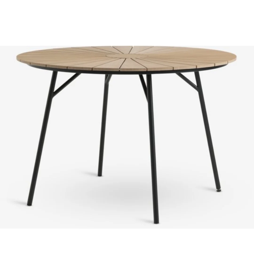 Round Black Wood Coffee Table With Aluminum Legs For Coffee Garden Patio Hotel From Vietnam