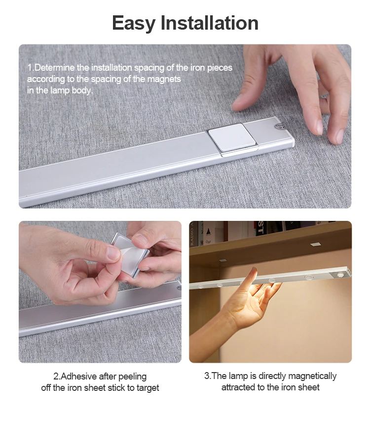 Under Cabinet Closet Light Wireless Led Security Indoor Pir Motion Sensor Light Night Luminous 1-4W