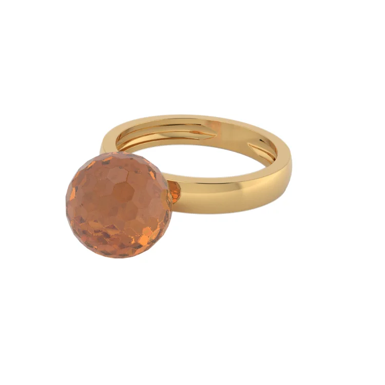 Luxury 9kt gold italian fine jewelry crystal rings hydrothermal faceted sphere Orange Ring for Woman Customizable