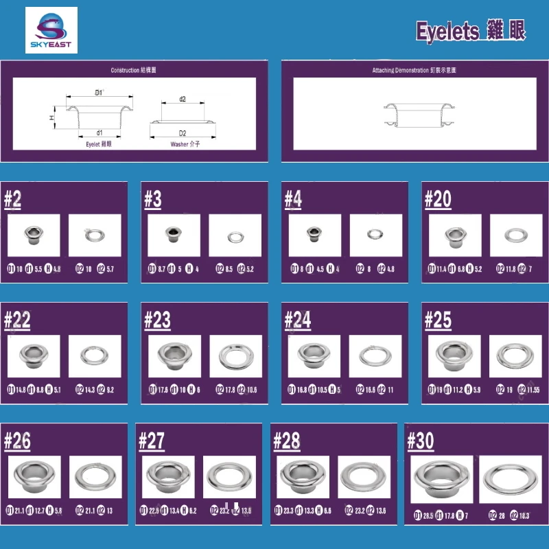 The Best and Cheapest Shiny Copper Flat Eyelets with Washer for Garment.