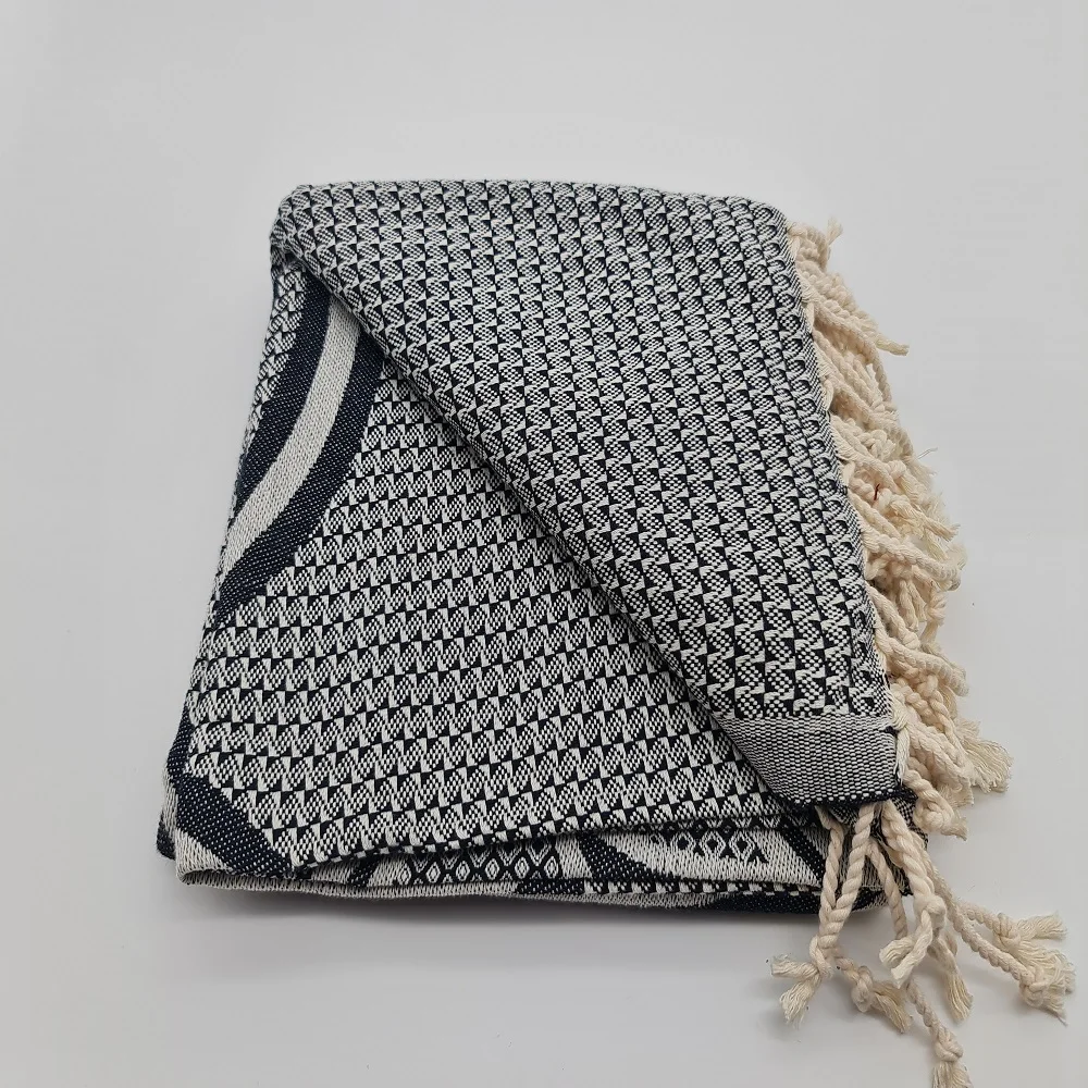 Jacquard Towel Black Small Ivy  Design 100% cotton wholesale beach bath towels peshtemal hammam pestemal turkish towel