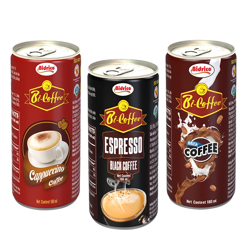 High Quality Bidrico Espresso Black Coffee Iso Haccp Neutral Coffee Can 180ml Instant Coffee From Vietnam Manufacturer Wholesale