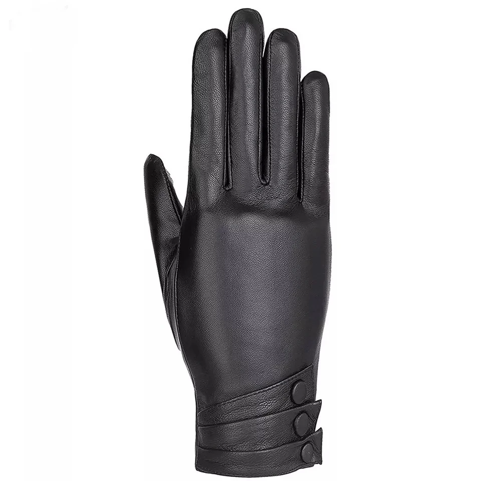 New Winter Season Fashion Women Lady Soft Leather Dressing Gloves Winter Warm Gift Driving Gloves in Black Plain Comfortable PK