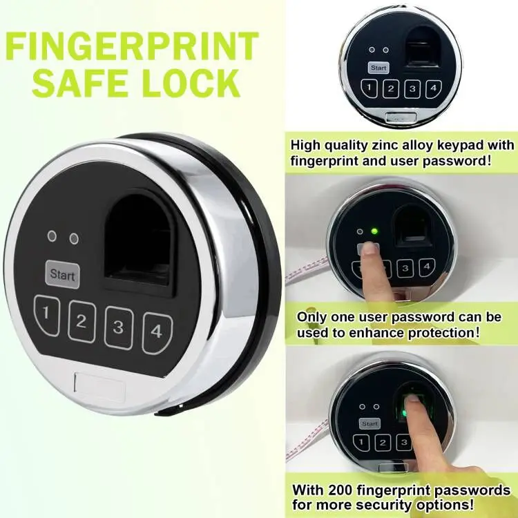Fireproof Zinc Alloy Biometric Lock for Gun Safe, 200 Fingerprints Storage, OEM Available Free sample, Factory Wholesale