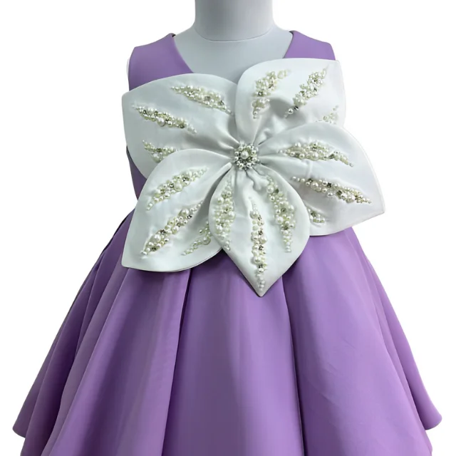 Buy Blossom Pearl Frock Elegant Floral Dress with Delicate Flower Petals and Pearls work Frock Elegant Dress with Delicate
