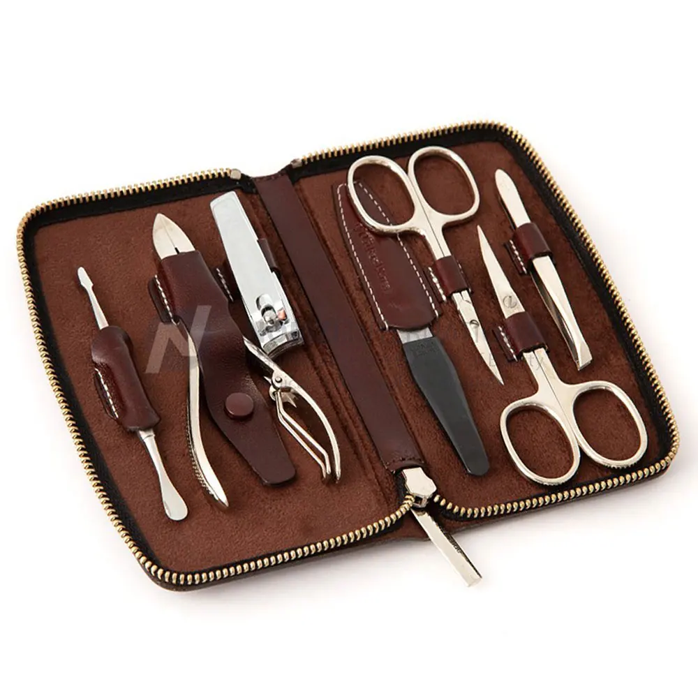 Wholesale Professional High Quality Stainless Steel 8 Pcs Pedicure Set Personal Care Travel Kit Manicure Set with Leather Case