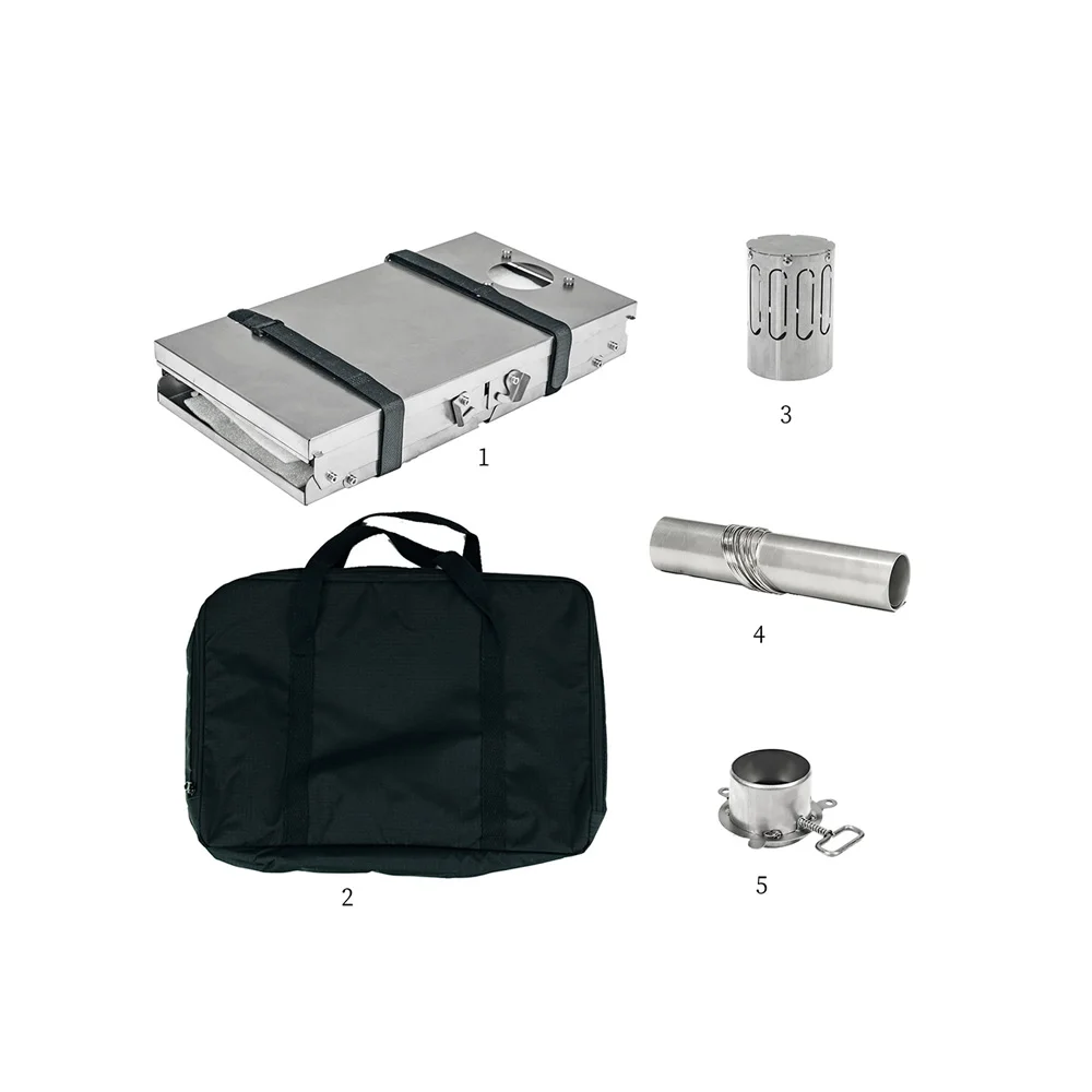 Tent Stove Portable Outdoor Foldable Titanium Sliver Pellet Wood Burning Camping Stove With Chimney Pipe