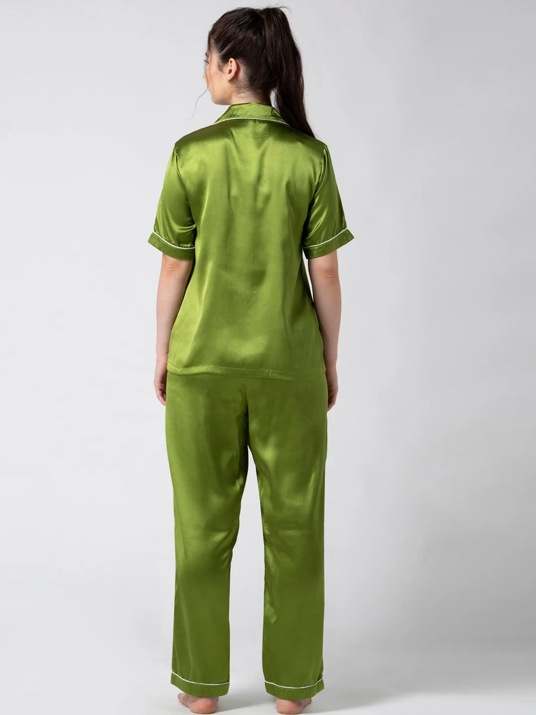 Осенняя одежда для сна женская ночная рубашка из 2 предметов домашняя шелковая пижама стильная атласная женщин