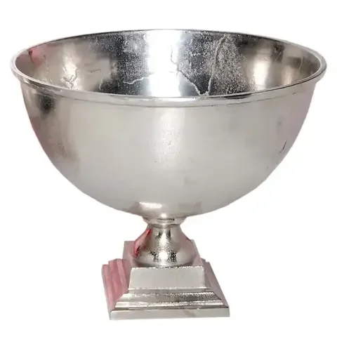 Silver Plated Hammered Design Hing On Demand Champagne Bowl Ice Tub With Handle Ice Bucket For Hotel Bars Serving Wine Cooler