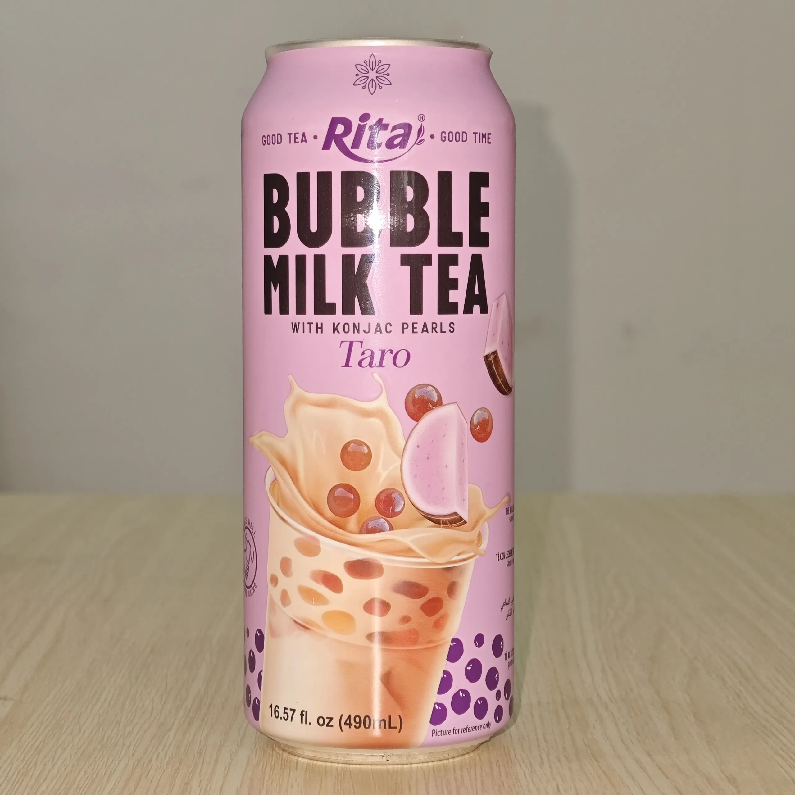 Bubble Milk Tea Popping Boba With Konjac Pearls Taro Flavor 490ml Canned Made in Vietnam Factory (OEM, ODM)