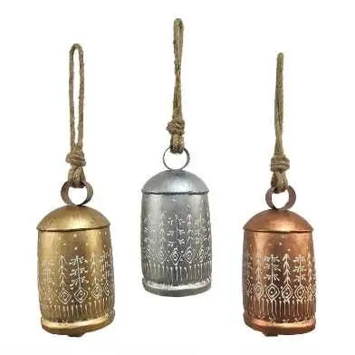 Christmas Decorative Ornament Bell Garden Tree Hanging Bells In Silver Gold And Bronze Three Different Tones