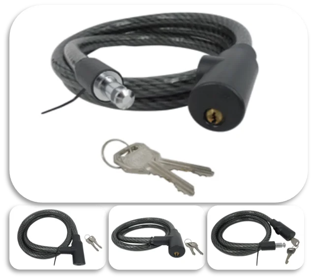 Steel Cable Lock for Gate Perfect Fastening Combination U Lock with Vinyl-Coating Bicycle Security