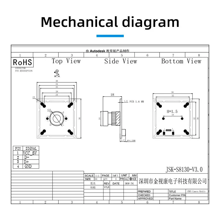 face recognition detection AI vision 4K/25fps 1/2.7 RGB industrial-grade WDR sensor 100dB WDR mipi 8Mega Pixel HD Camera module