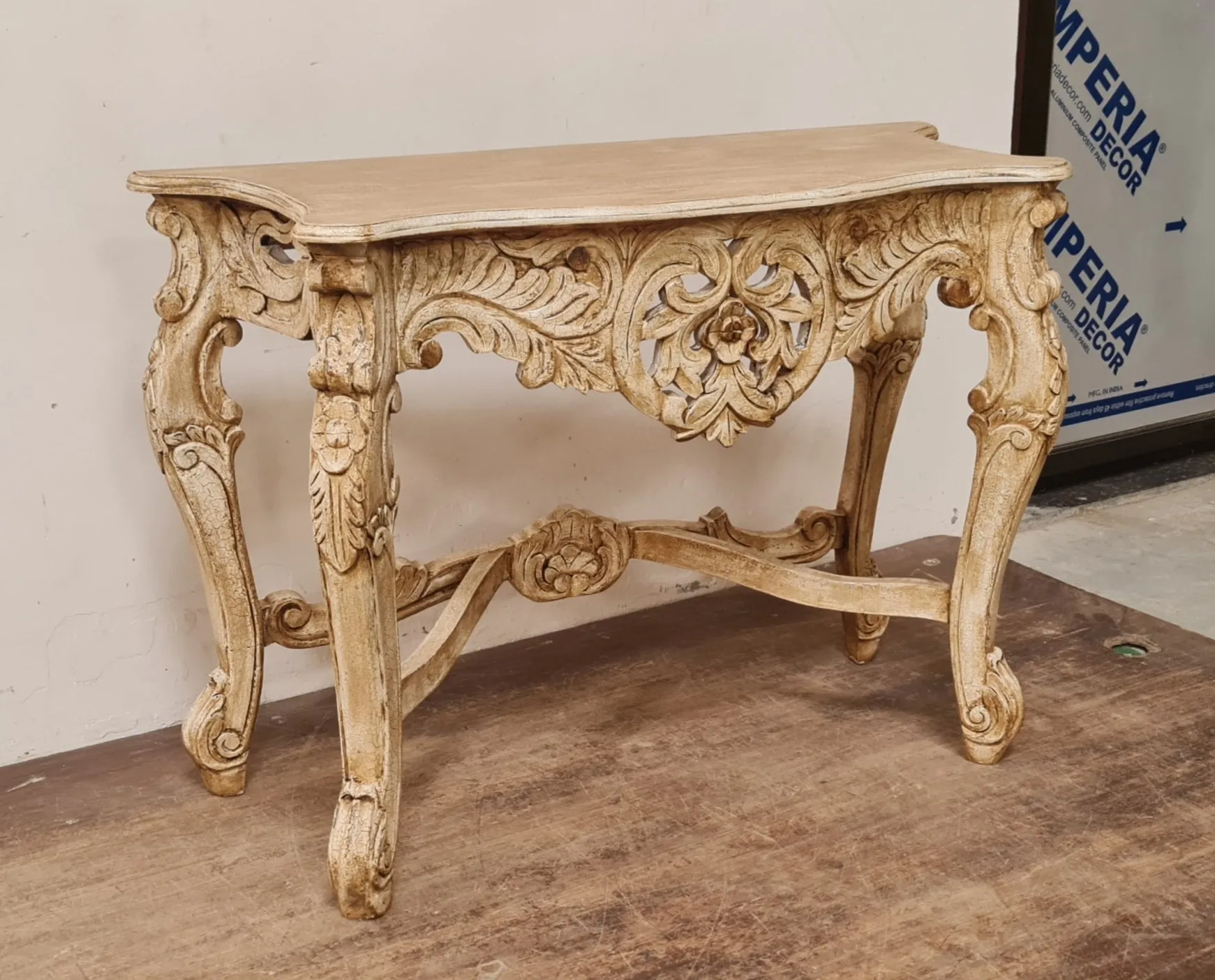 Console TABLE Wooden CARVED DISTRESS Console TABLE REPURPOSED Vintage Furniture for Home DECOR Corner Table Solid Wood Handmade